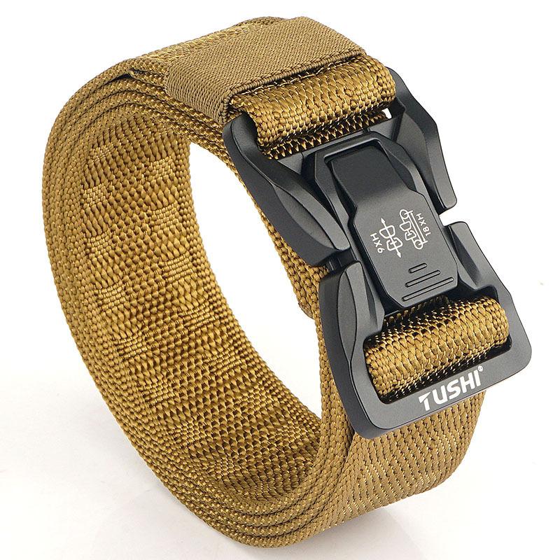 

Новый мужской ремень для поездок на работу с автоматической пряжкой из нейлона, универсальный двухслойный толстый ремень для отдыха на природе 125cm