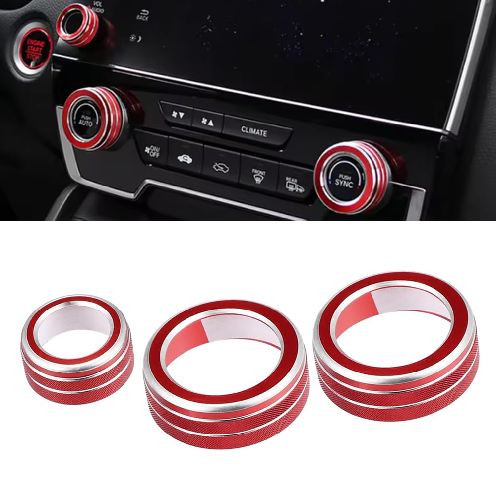 Air Conditioner Switch Button Knob Cover, AC Ring Covers, Volume Knob Ring Cover, Car Interior Decor Compatible with Honda CRV 2017 2018 2019 2020