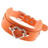 PU Imitation Leather Gothic Punk Choker Short Necklace Hollow Heart Shape Connector Choker