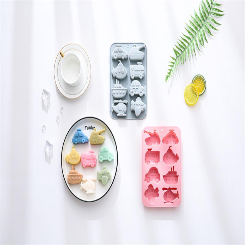 8 Cavity Transportation Theme Silicone Molds Car Airplane Ship Shaped Candy Mold Candy Chocolate Baking Accessories