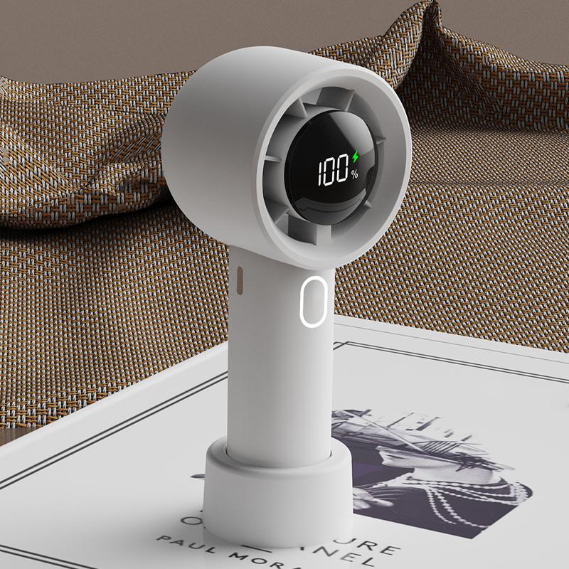 100 Speed Levels Mini Handheld Fan USB Rechargeable Cool Breeze LED Display for Makeup and Study