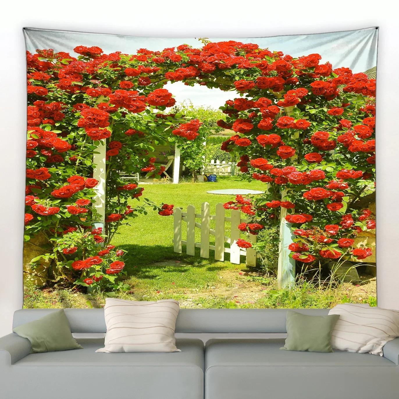 

Гобелен с изображением весеннего сада, украшение для офиса, гостиной, настенный гобелен для дома 100x75cm