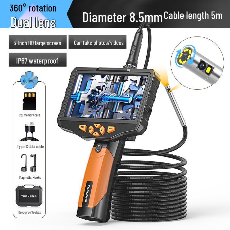 Adjustable Industrial Endoscope with 7.6mm Lens - 5m High-Definition Pipeline Inspection Tool