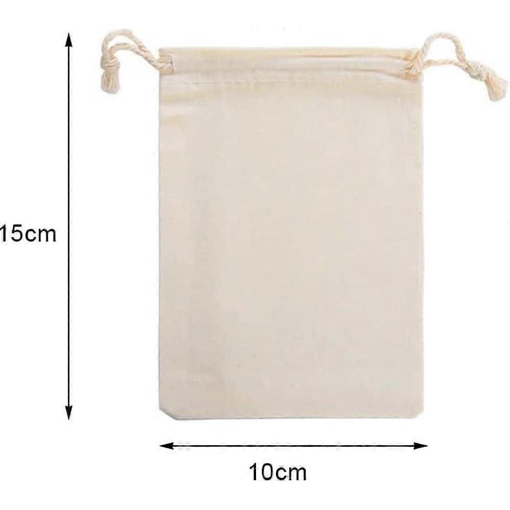Pack of 20 Small Fabric Bags, 10 x 15 cm Fabric Bags with Drawstring, Gift Bag, Small Fabric Bag, Cotton Bag, Fabric Bag Small for Jewellery, DIY, Cos