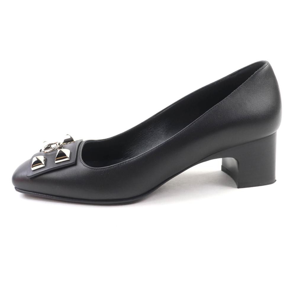 Great HERMES Pumps Black Leather Women 37 Used