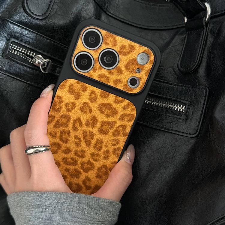 Korean Style Wild Leopard Print Phone Case for iPhone 14/15/16/17 Pro Max