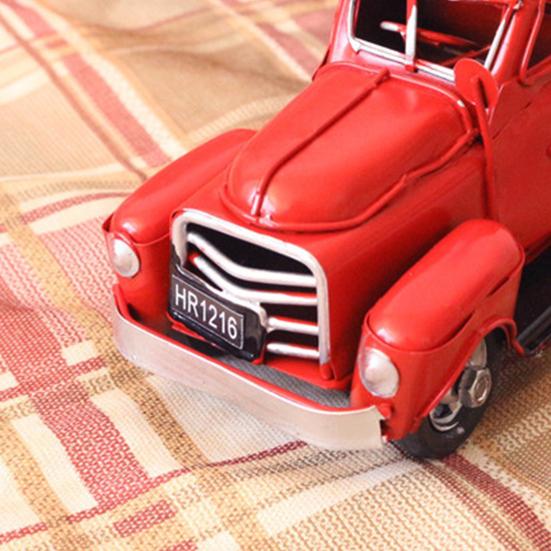 Truck Miniature Vintage Chic Metal Eye-catching Christmas Red Truck Decor for Home