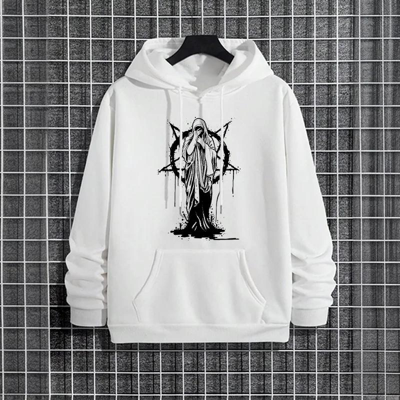 Male Satan Devil Print Pullover Men's Clothes 2025 Urban Culture Hoodies for Men Streetwear Fashion Hip Hop Hooded Sweatshirt