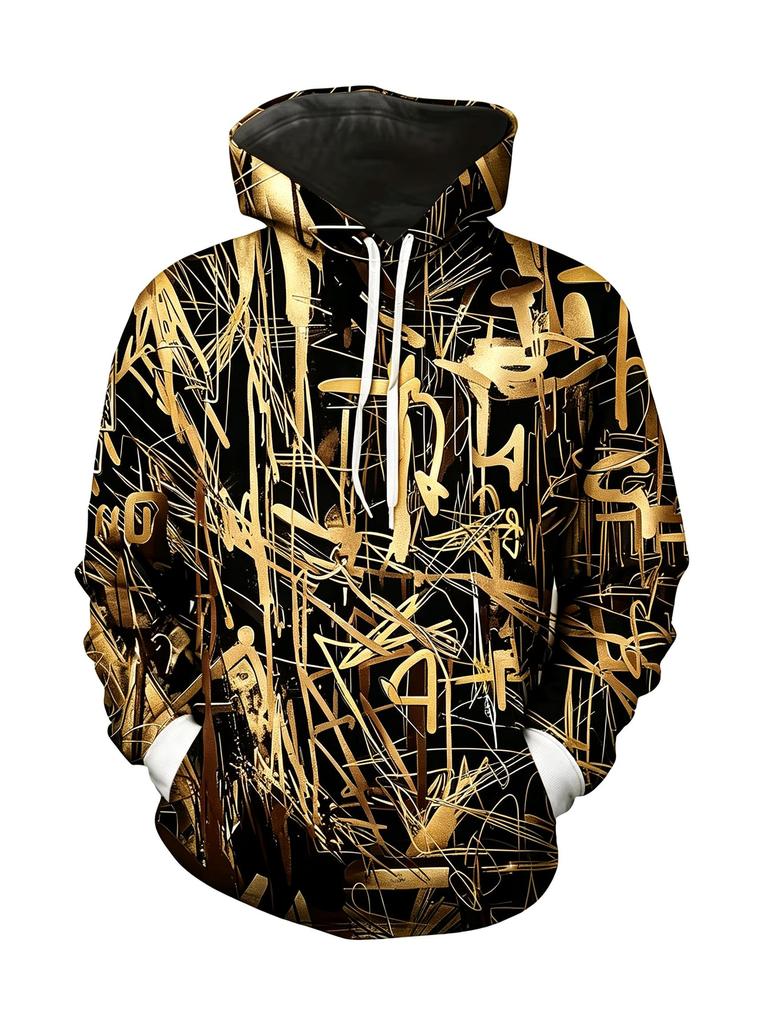 Men's Hoodie Thin Autumn Winter Trend Abstract Fire Graffiti Art Print Long Sleeve Male Casual Sweatshirt Tops Clothes