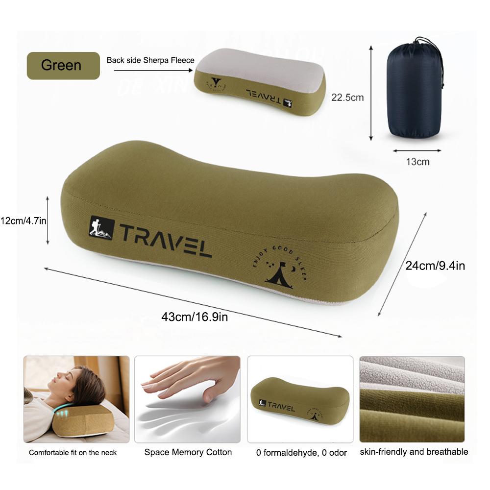 Camping Memory Foam Pillow - Ultralight Washable Camping Essentials Backpacking Travel Pillow for Outdoor Camp, Sport, Airplanes