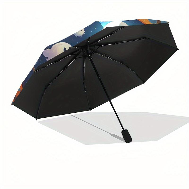 Halloween Ghostly Fun PlateUmbrella, Portable 3-Fold Compact Umbrella,Christmas Gift ES376