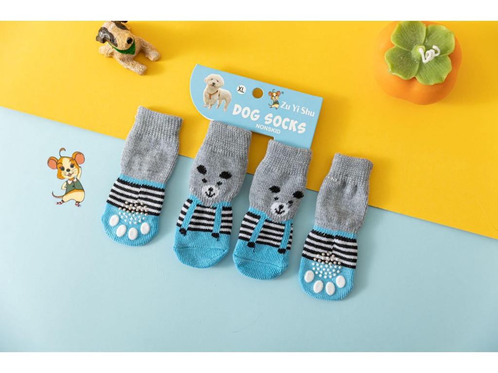 Four Seasons High-Quality Non-Slip Pet Socks for Small Dogs - Cotton Foot Covers for Teddy Dogs