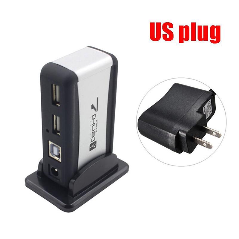 Usb 7-Port Hub Powered With Ac Adapter Cable High-Speed Eu/Us Plug For Pc Laptop