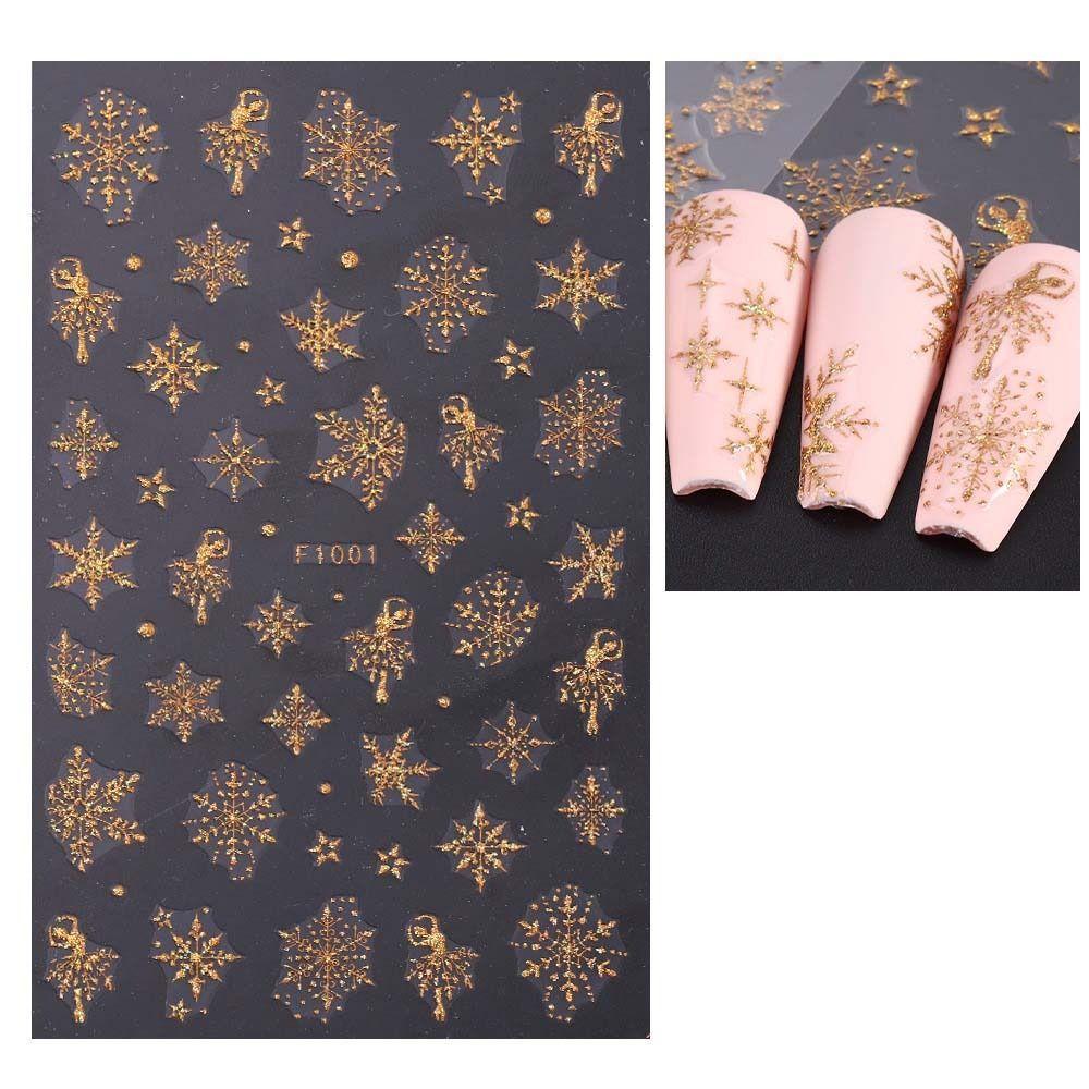 DIY Nail Charms Christmas Bronzing Nail Decals Christmas Snowflake Nail Decorations  Girls