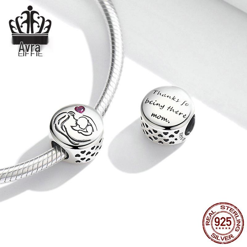 Sterling Silver S925 Heart-Shaped Red Zircon Mother's Love Bracelet BSC493