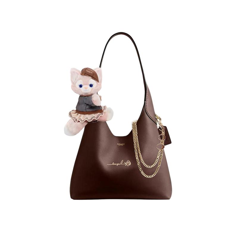 

COACH shoulder bag [Customized bag] Brooklyn old brand logo printed magnetic snap closure, grained leather, Hobo bag, bag, large Moon Shadow Basics золотий