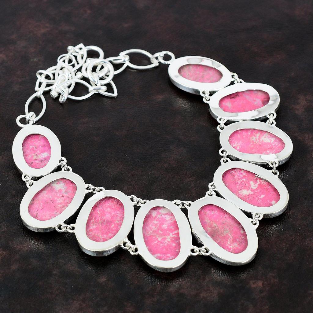 Colier Thulite Colier din argint 925 Bijuterii cu pietre prețioase Colier cu lanț reglabil Colier lucrat manual Cadou pentru femei Bijuterii din piatră de naștere