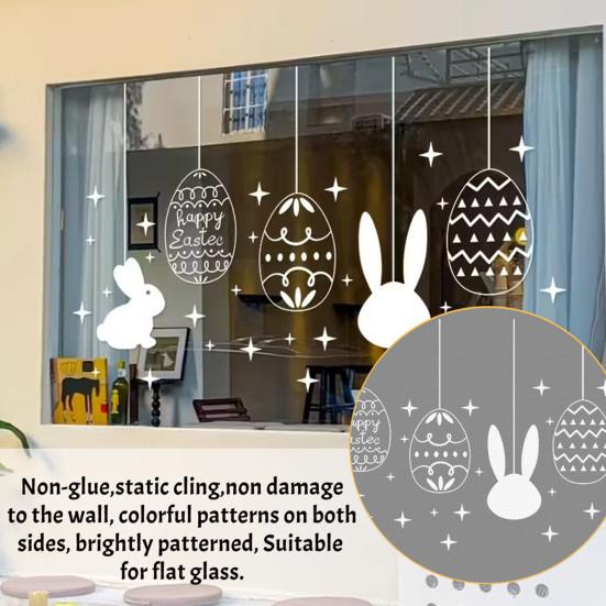 Autocolant din Sticlă Folie Statică pentru Geamuri Lipire prin Desprindere Fără Adeziv Folie de Geam pentru Intimitate Design Iepuraș de Paște Ou Îndepărtare Ușoară Fără Bule Folie Decorativă pentru Geamuri
