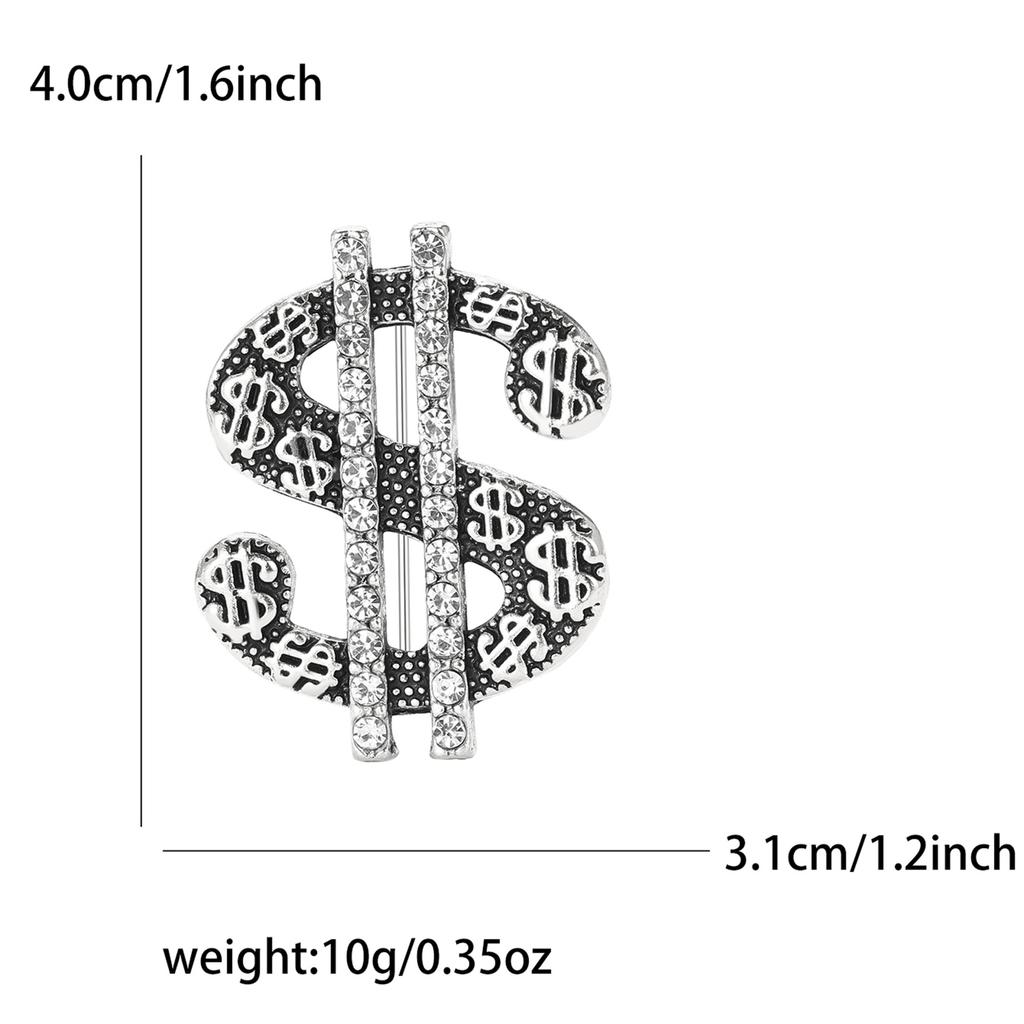 Hip Hop Creative Alloy Dollar Sign Brooch Personality Trend Men'S Suit Coat Corsage Accessories Pin