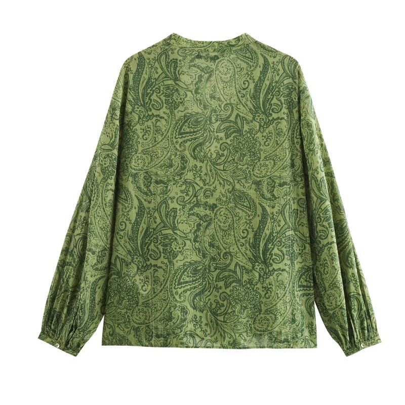 Fashion Style 2024 New Fall Women's Clothing Easiest for Match Metal Color Line Print Shirt High Waist Pants 8496708