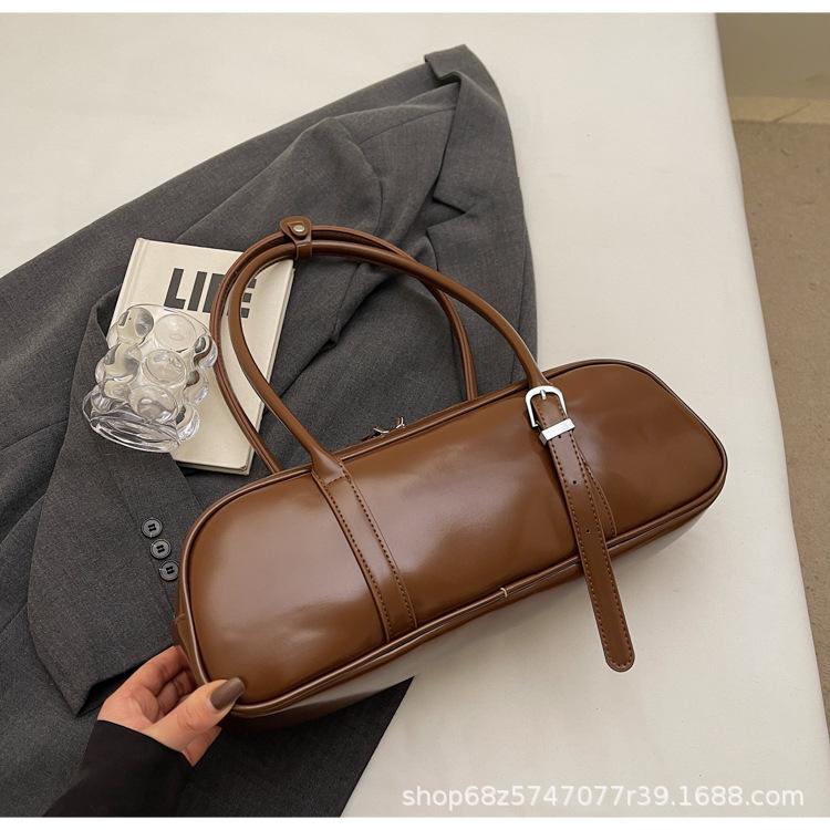 

2025 новая сумка подмышку женская senmeng мода нишевый дизайн одноплечная сумка женская французский багет коричневый