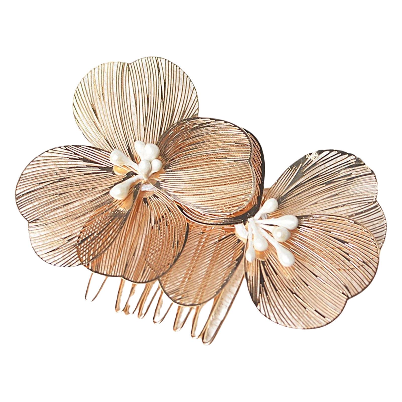 

Bridal Shower Hairpin Flower Hair Comb Baroque Styles Hair Clip For Wedding Ceremony Bride Photography Accessories золотий