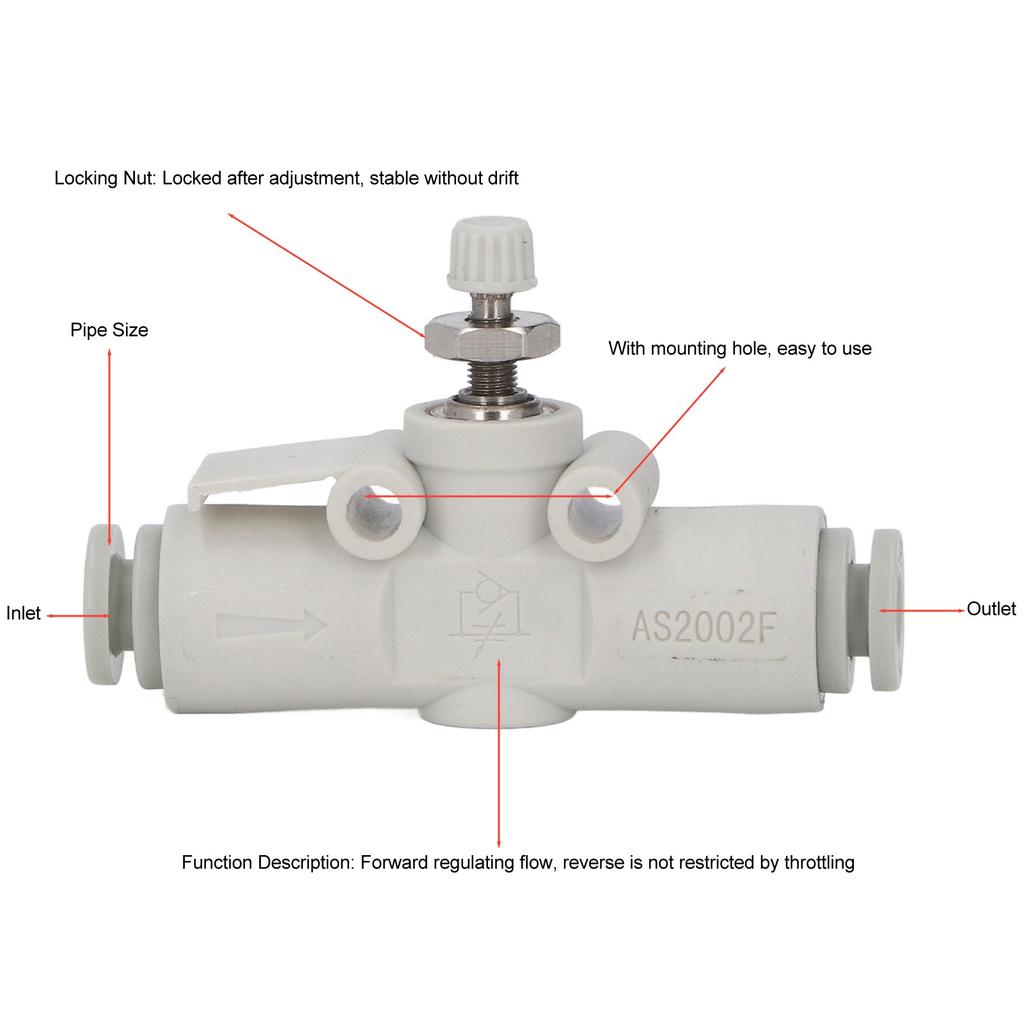5PCS Throttle Valve Straight Through PVC Regulating Valve Pneumatic Fittings for 4mm Pipe Diameter