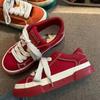 Women Vintage Red Canvas Low-top Jogging Sneakers Casual Letter Embroidery Skateboard Shoes Students Flat Outdoor Trainers
