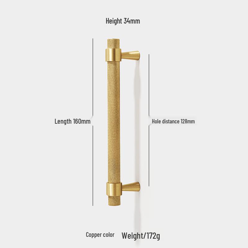 American Style Brass Wardrobe & Cabinet Door Handle - Retro French Copper Design