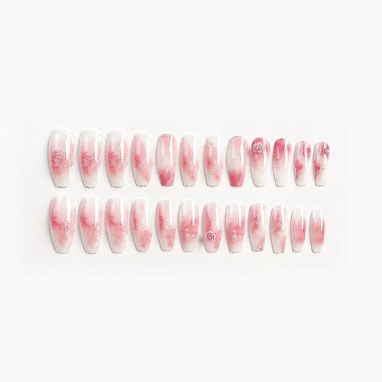 24 sztuk/pudło Lakier do paznokci i chce Flash Drill. Fałszywe paznokcie wklej motylkowe naklejki do paznokci są odpinane sztuczne paznokcie naciśnij na kwadratowej główce pełna okładka