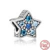 Fit Original Pantaro Charms Bracelet DIY Zircon 925 copper Blue Angel Wings Feathers Crown Star Moon Sun Clip Heart Shiny Beads
