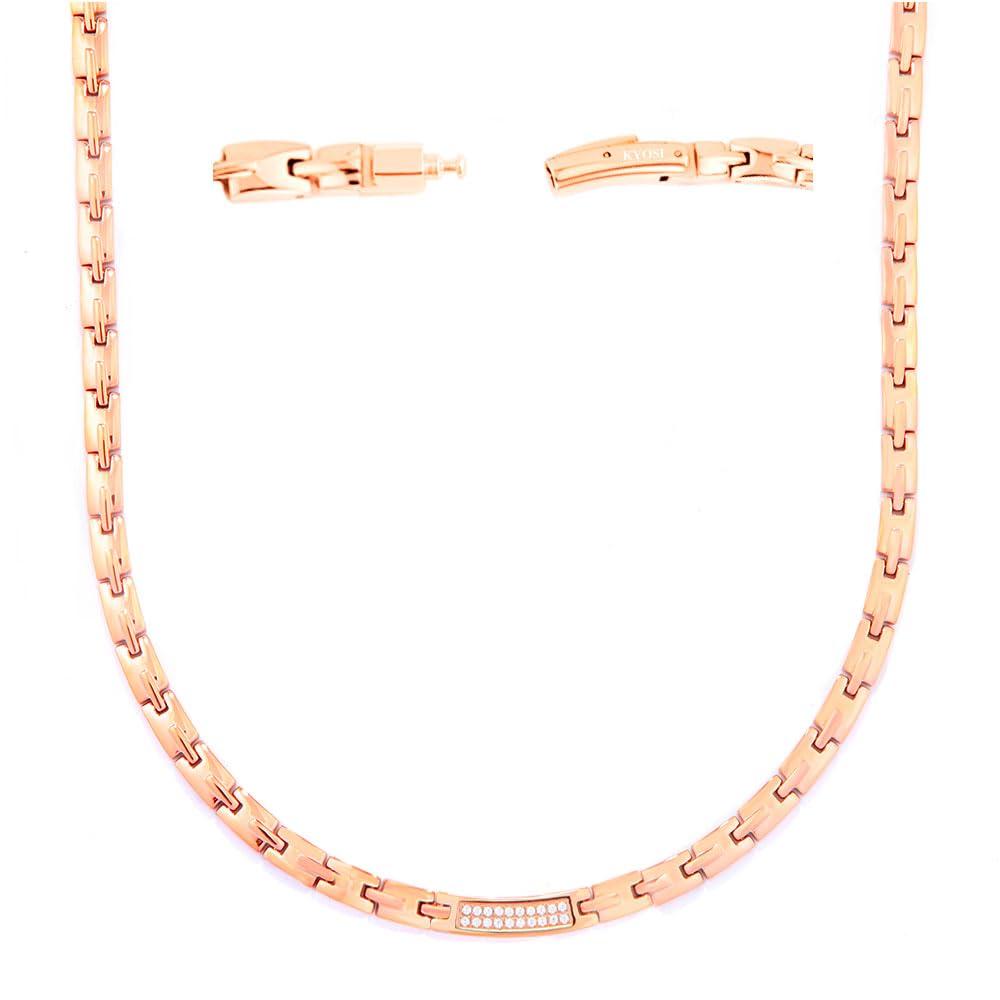 Germanium Necklace, 99.99% Pure, Stainless Steel Magnetic Necklace, Anti-Static Magnetic Necklace for Men and Women, Rose Gold, 50cm, Christmas Gift.