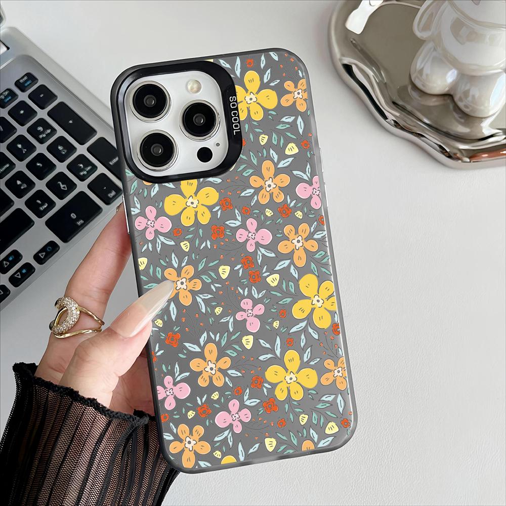 Garden Flowers Pattern Phone Phone Case For iPhone 17 16 15 14 13 12 11 Pro Max 16e 17e Plus Bumper Shockproof Hard Coque Cover