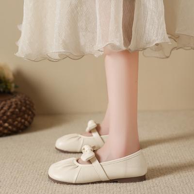 Evening Breeze Gentle Single Shoes Women's 2025 New Spring and Summer Bow One Pedal Pregnant Women Soft Flat Mary Jane Doudou Shoes
