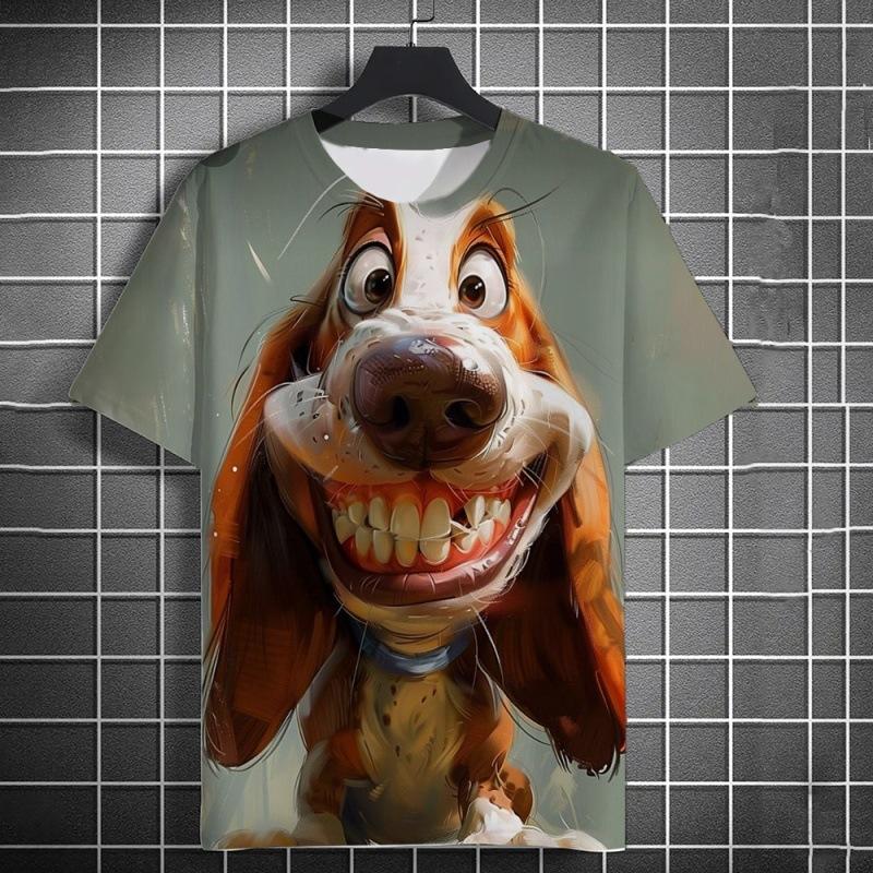 Interesting 3D Printed Animal Men's Pullover Round Neck Short Sleeved T-shirts