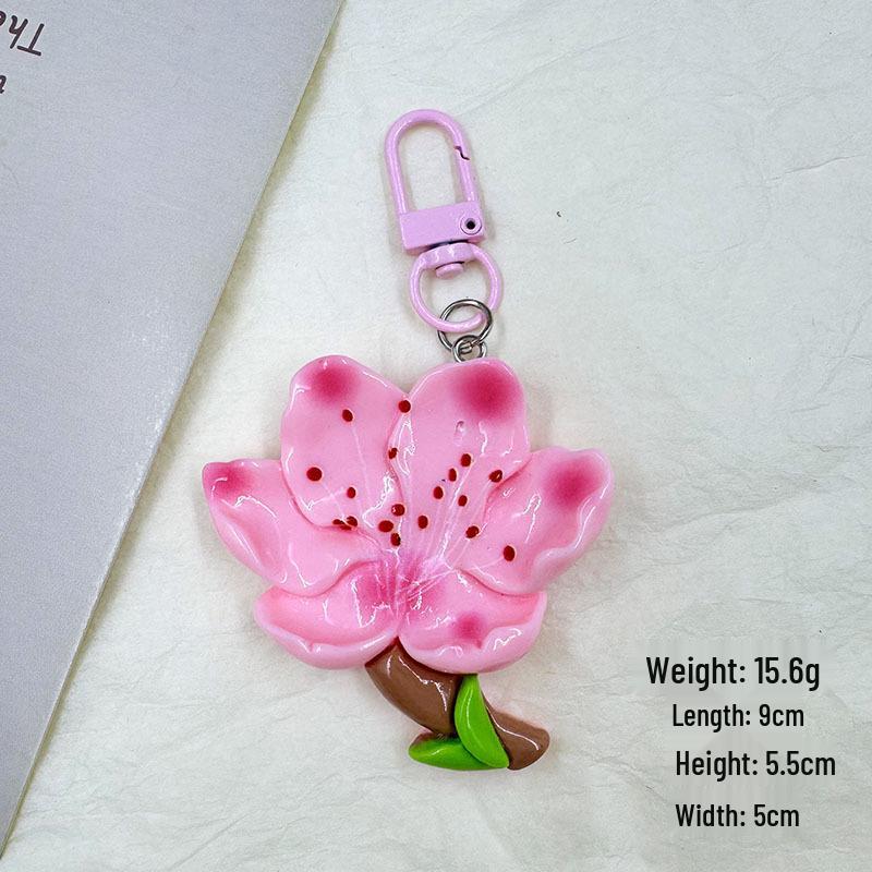 Peach Blossom Keychain: Cute Flower Pendant Backpack Accessory for Girlish Charm and Bestie Gifts