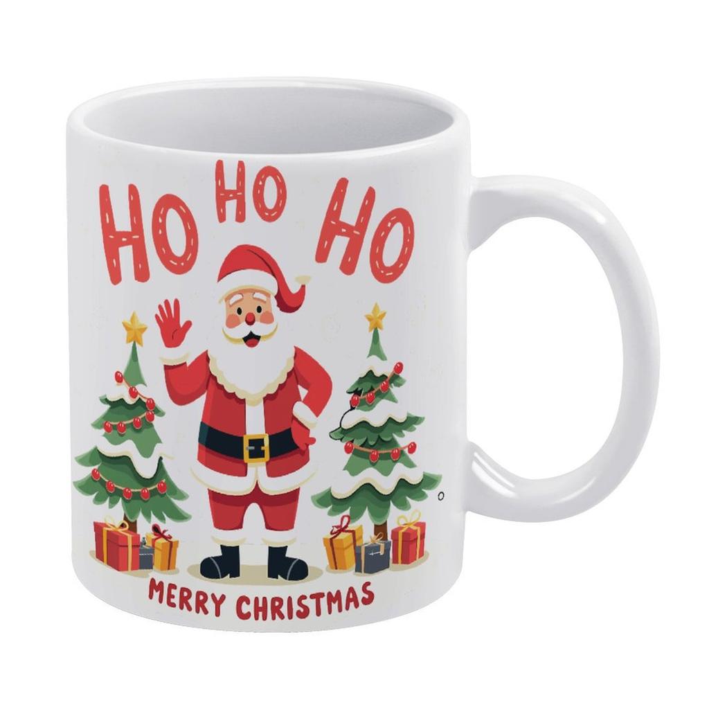 11oz White Ceramic Mug with Smooth Glossy Body and Dual-Side Print, Perfect for Hot Drinks During Work, Study or Home Relaxation