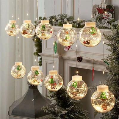 LED Wishing Ball Curtain Light Santa Claus Snowman Snowflake Christmas Tree Circle Star Moon Copper Wire Light String USB Version
