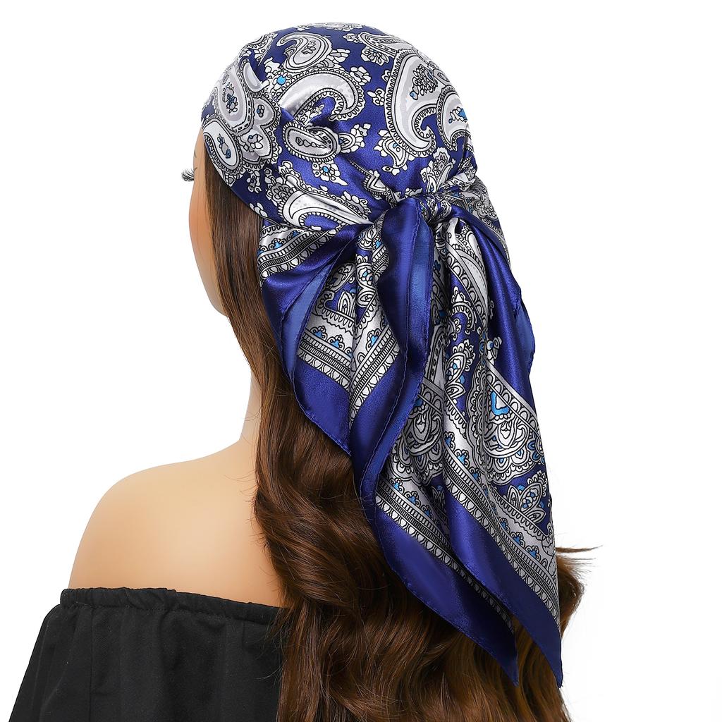 Silk Scarves Women Luxury Brand Summer Fashion Designer Head/Hair Scarf 90*90cm Hijab Bandana Cheveux Foulard Femme 90X90CM