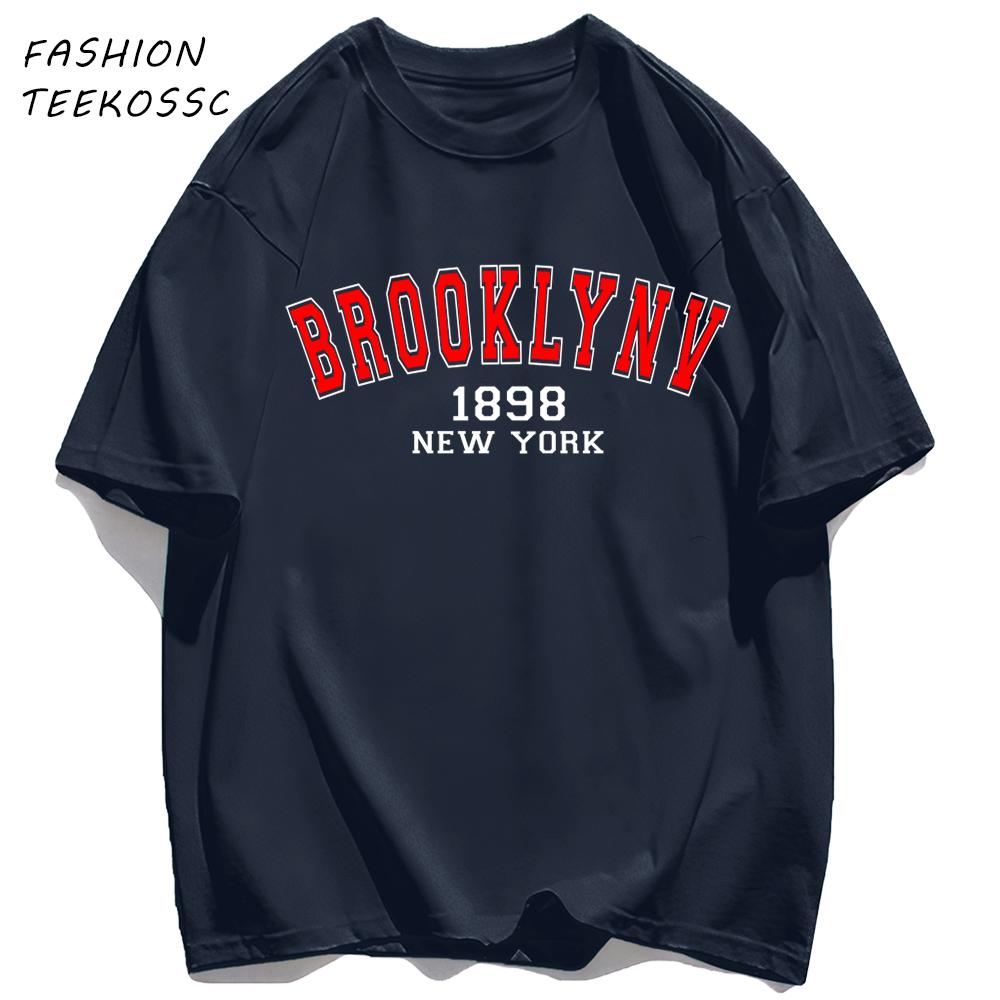 Brooklyn 1898 New York Men Basics TShirt Casual AllMatch Short Sleeve Cotton Oversized Sportswear Summer Crewneck T Shirts