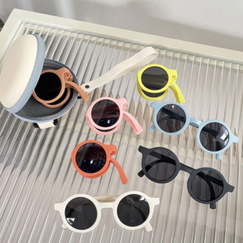 Foldable Design Children's Sunglasses Candy Colored Round Frame Sunglasses  For Boys