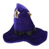 Cat Halloween Wizard Hat with Star Bell Soft Pet Funny Halloween Hat for Role Play Holiday