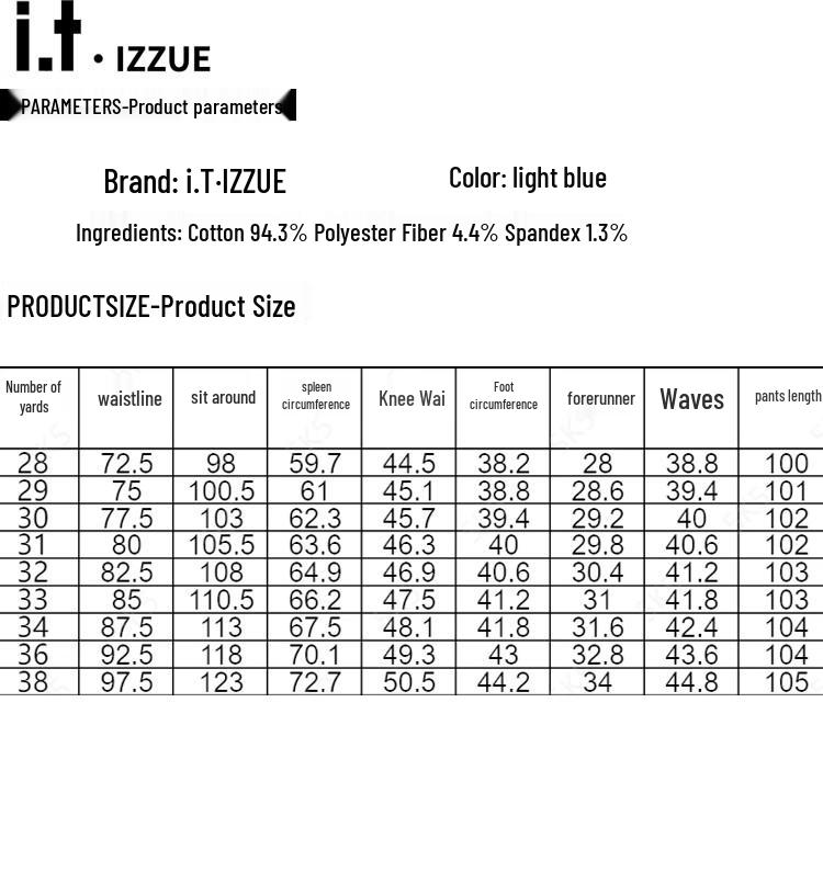 Izzue It Men's Light Blue Loose Straight Washed Jeans