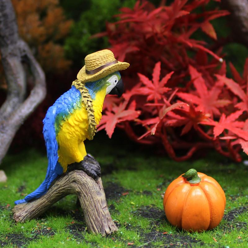 Micro Pumpkin Parrot Landscape Resin Handicraft Animal Ornaments Gift Decor