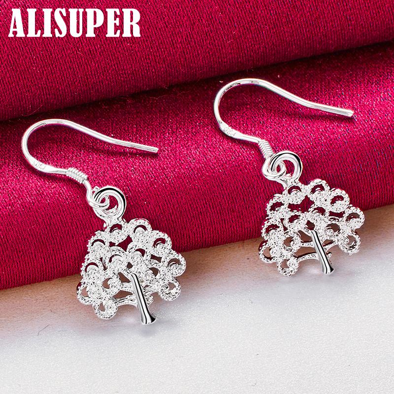 925 Sterling Silver Tree Drop Earrings Jewelry