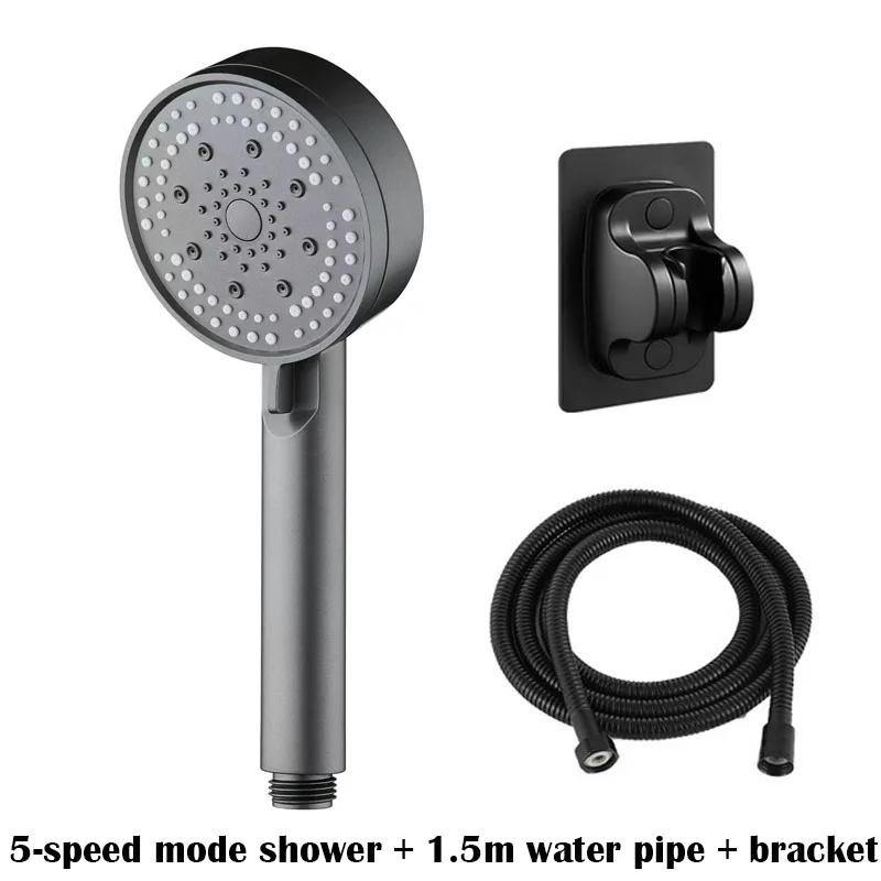 5 Modes Shower Head Set with Water Pipe Bracket Adjustable High Pressure Water Saving Shower Head Water Massage Shower Head