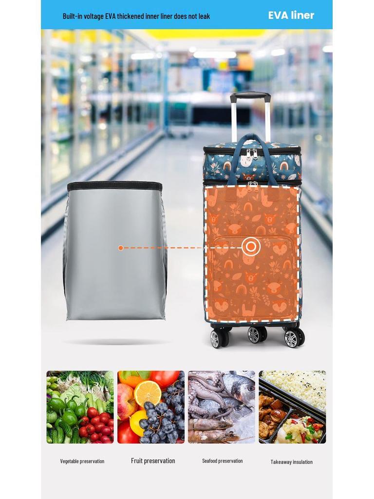 Carrello della spesa pieghevole leggero con manico telescopico e ruote universali per generi alimentari e campeggio