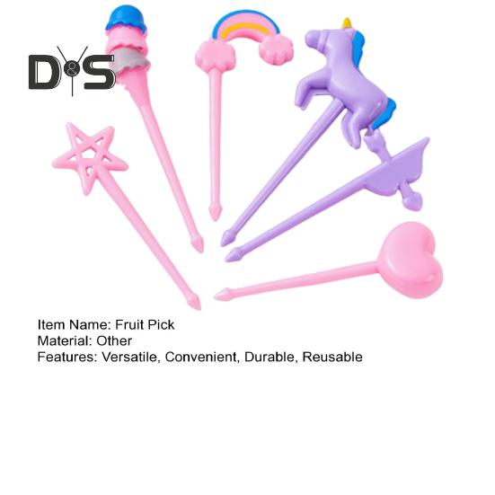 6ks ovocný trsátko Opakovaně použitelné Bento trsátka Roztomilá duhová hvězda ve tvaru srdce Vidlička na ovoce Snadné čištění pro děti