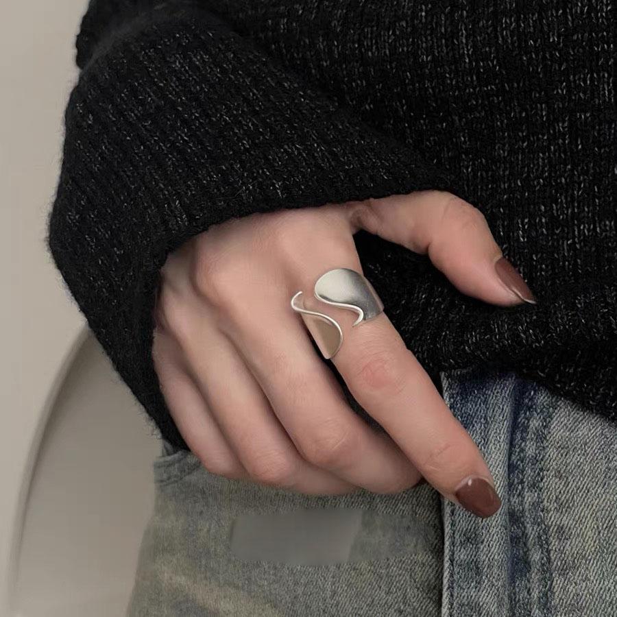 Xiaomi 925 Sterling Silver Ring For Women Fine Jewelry Finger Adjustable Open Vintage Trendy Wide Ring For Party Birthday Gift