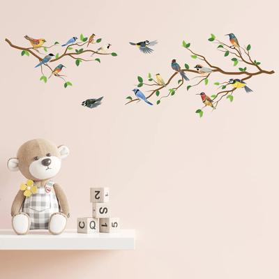 Bird On Branch Wall Sticker Living Room Sofa TV Background For Home Decoration Wallpaper Bedroom Office Self Adhesive Stickers